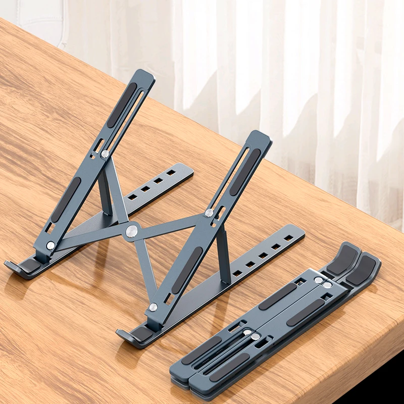 MC Wholesales gray aluminum portable foldable mini adjustable computer laptop stand notebook stand