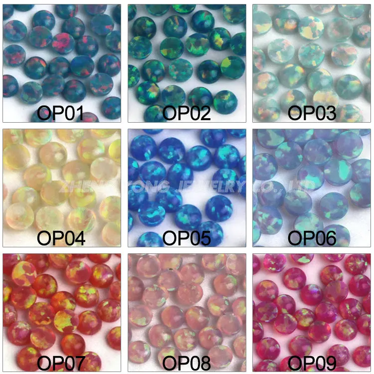 Hot Selling 3mm~12mm Round Cabochon Lab Created Opal OP01-OP32 Synthetic Fire Opal 92 Colors Available