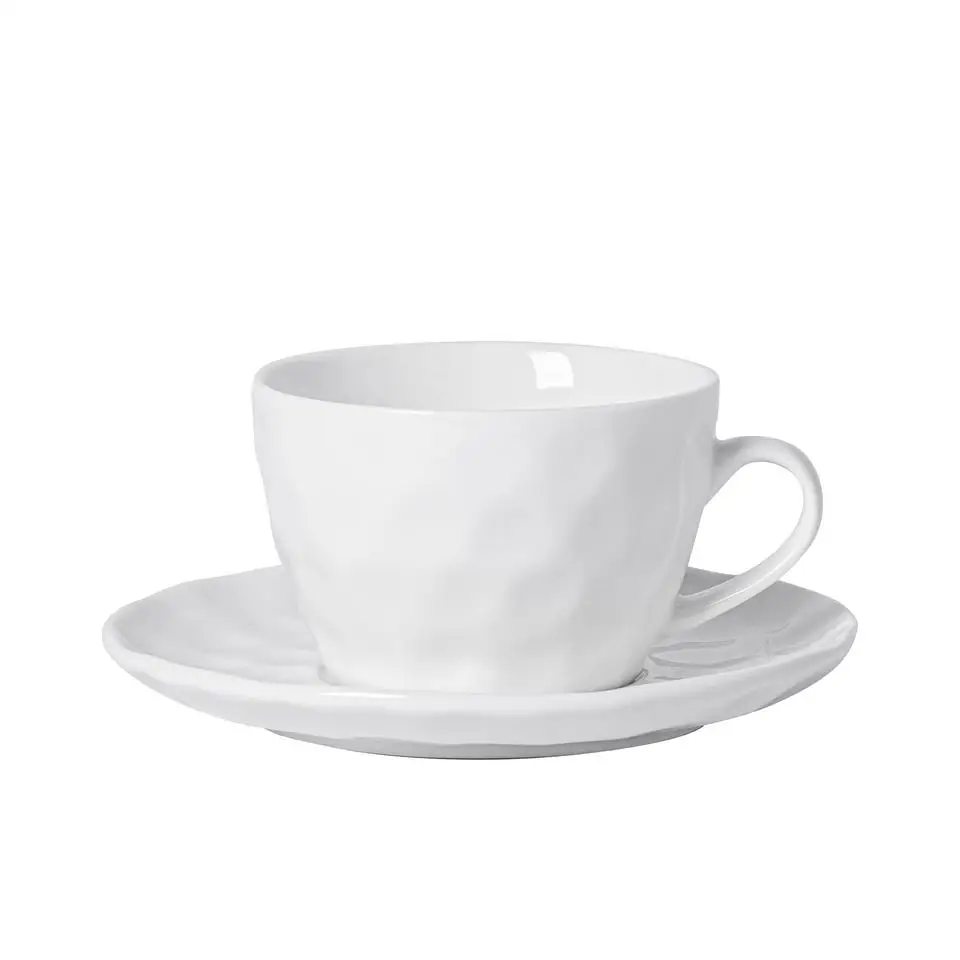 Luxury Tableware Ceramic Porcelain Cup and Saucer Set Factory White Travelceramic stacking coffee cups and saucers