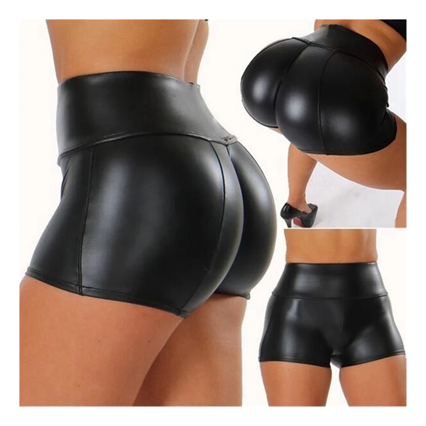 6 Colors Fashion Plus Size Faux Leather Shaping Wear Shorts Women (1600388451036)