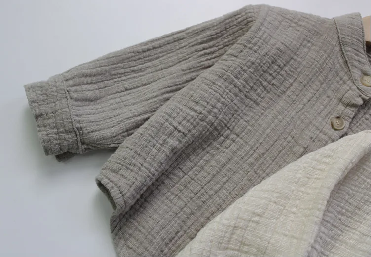 2021 New Spring Baby Boy Turn-down Collar Linen Blouse Cute Kid Boy Soft Solid Shirt 1-7 Years