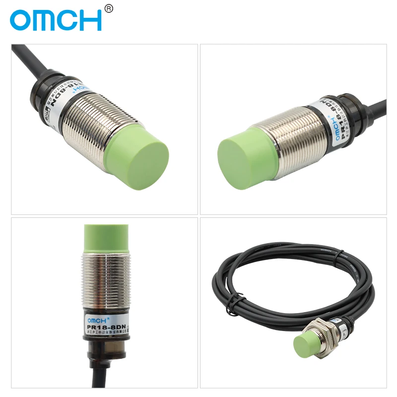 OMCH Proximity Switch Sensor PR18 Series Inductive Metal Type PR18-5DN PR18-8DN M18 Cylindrical Waterproof Anti-Dust DC12-24V