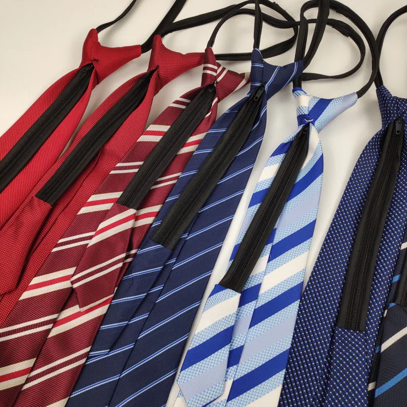 Wholesale Zipper Neck Tie Custom Simplify Matters Men Wholesale Plain Hopsack Polyester Security Solid Black Zip Ties