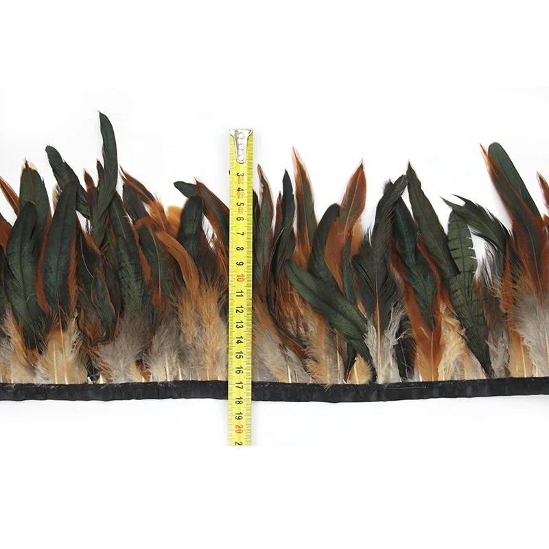 Factory supply discount price rooster feather trims and fringes for carnival costume dyed plumas trim dyed color cheap goose