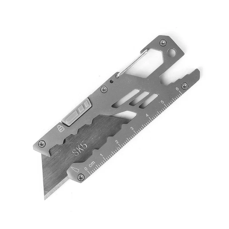 Quick-Change Stainless Steel Pocket Utility Knife Blade Retractable Portable Titanium EDC