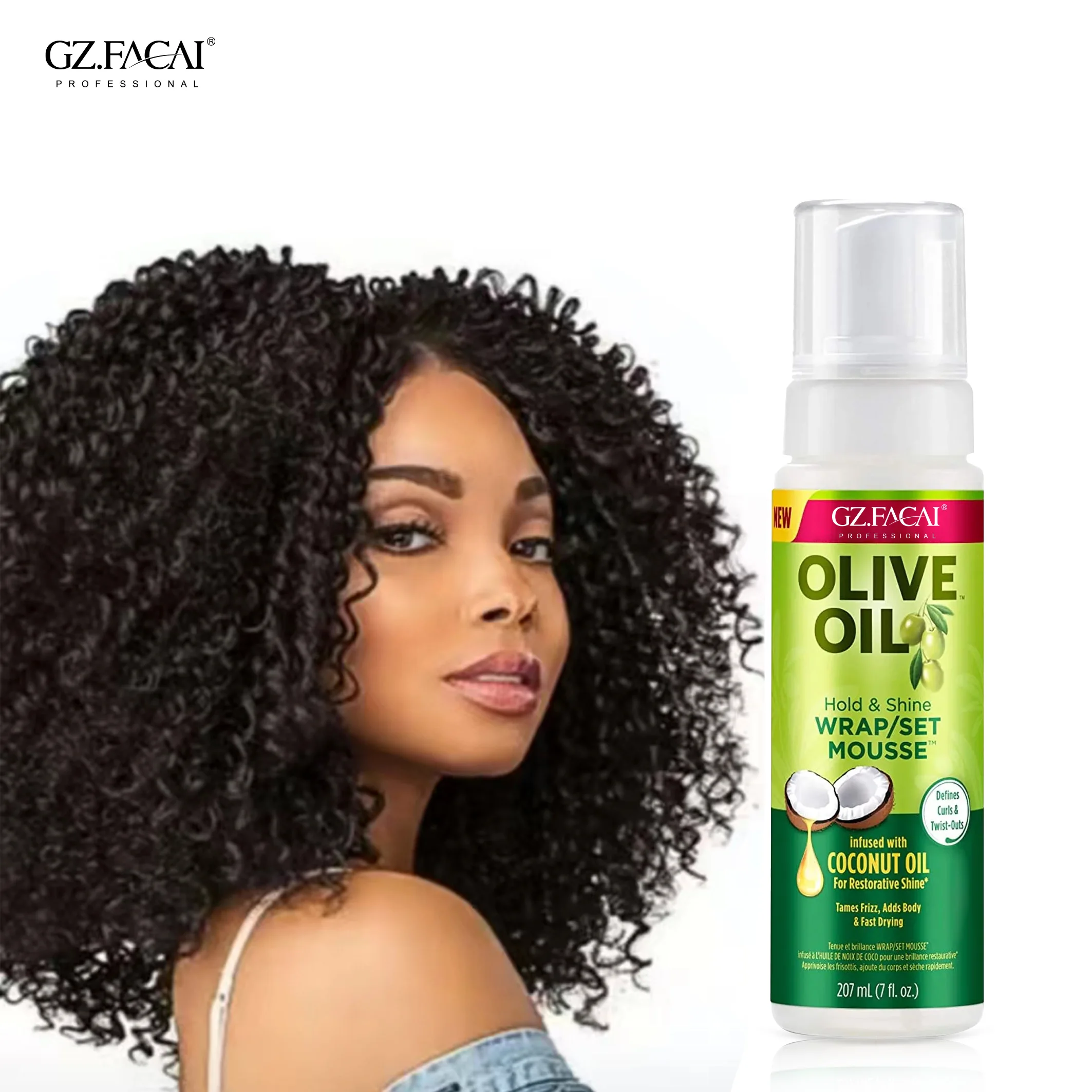 Private Label Strong Hold Long-lasting Non Greasy Non Flaking Hair Styling Foam Mousse For Natural Curly Hair