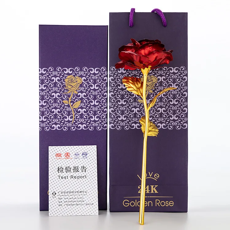 New Design Violet Blue Red Gold Rose 2021 Artificial Preserved Rose Flower Box Valentines Gift Set