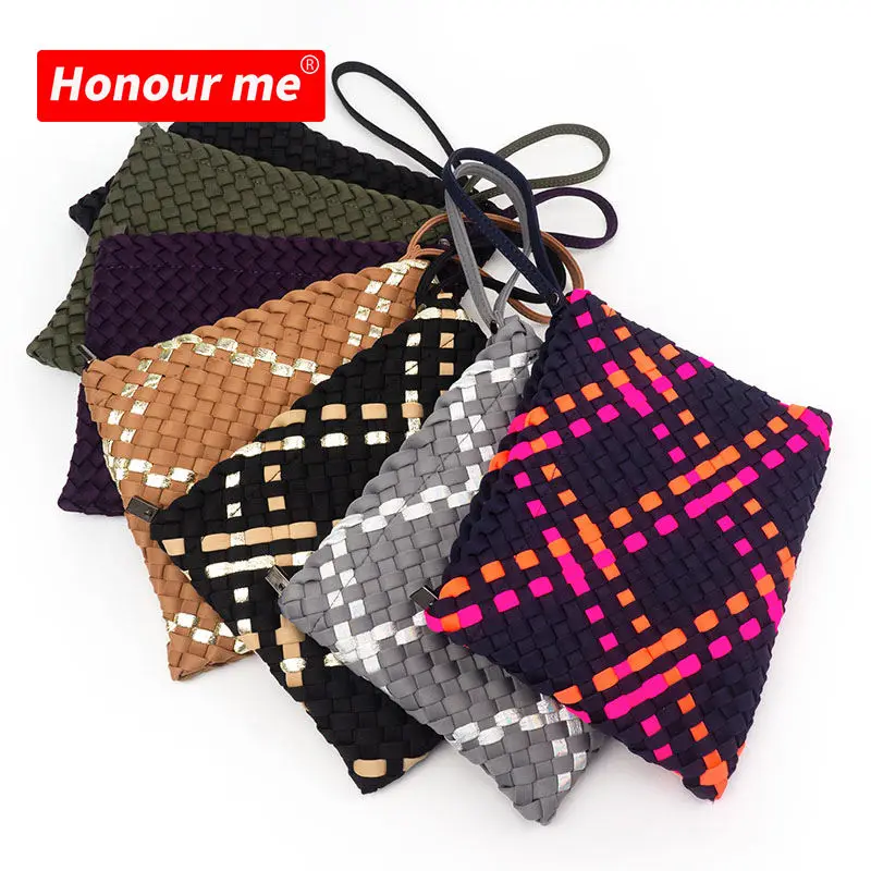 Woven Neoprene Purse Hand Make Wallet Ladies Weave Evening Bags And Clutches