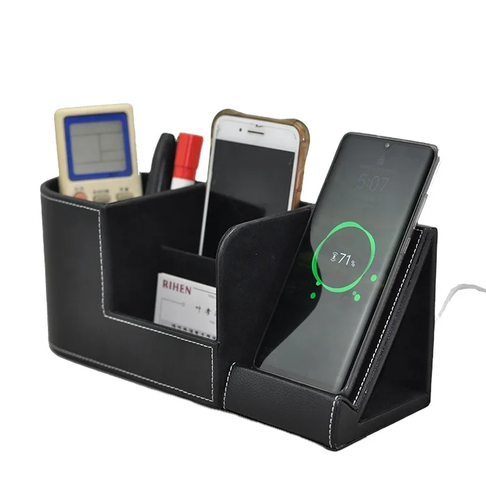 
PU Leather desktop organizer wireless charger 
