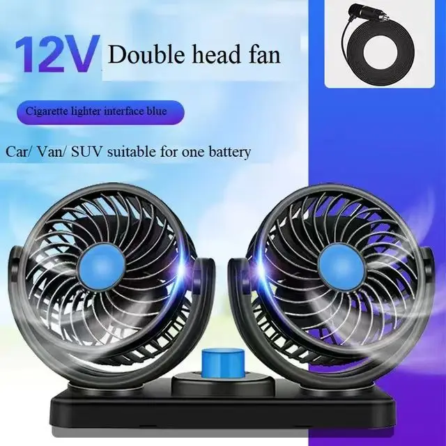 12V 24V 360 Degree Rotation Adjustable Strong Wind Car Air Fan 2-In-1 Air Circulator For Truck