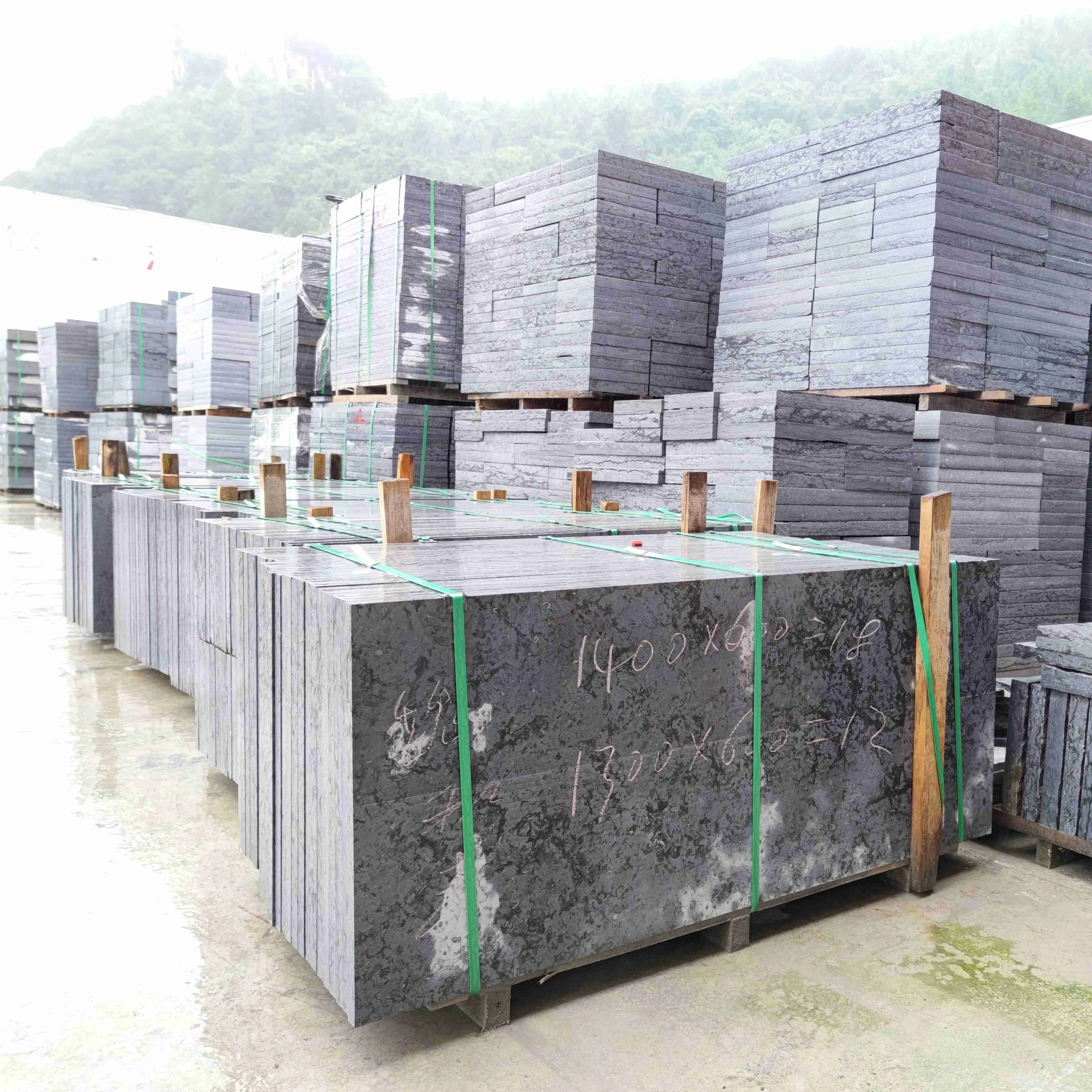 Sichuan wall cladding floor tiels outdoor paving lime stone natural black limestone slabs