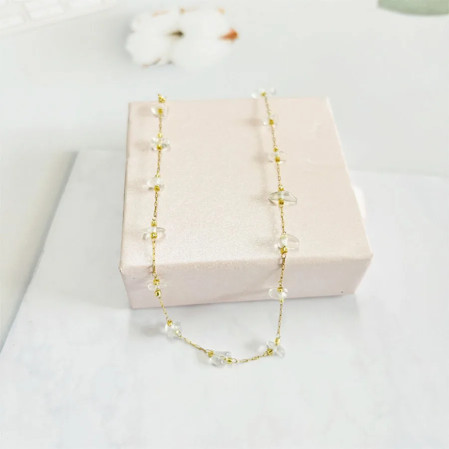 2024 summer women natural stones stainless steel gold plated 7 colors  necklaces