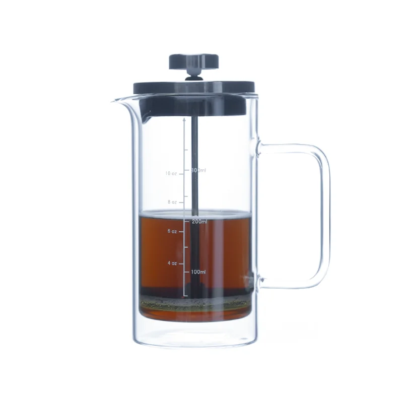 Wholesale French Press Glass Double Wall 350ml Cafeteira Prensa Francesa With Stainless Steel Lid