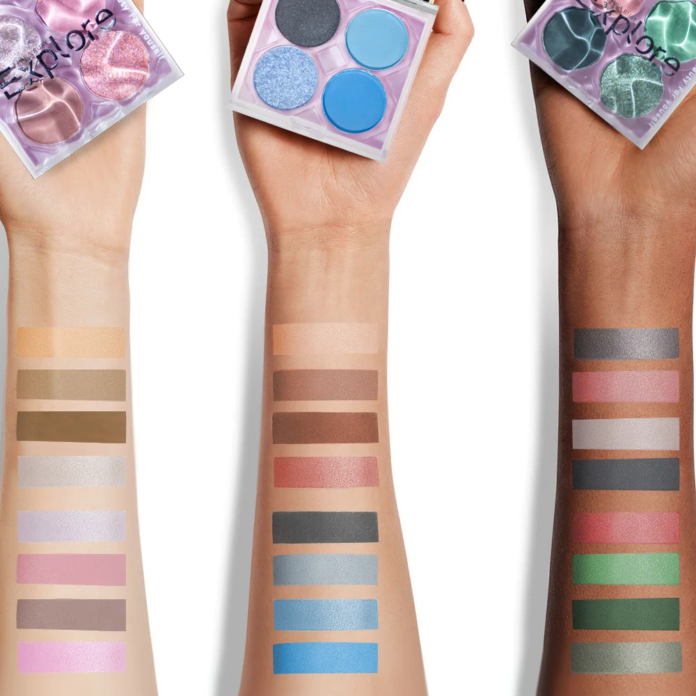 Flora Ruby 4 colors korean mini glitter shimmer vegan pink eyeshadow palette makeup private label eye shadow palette make up