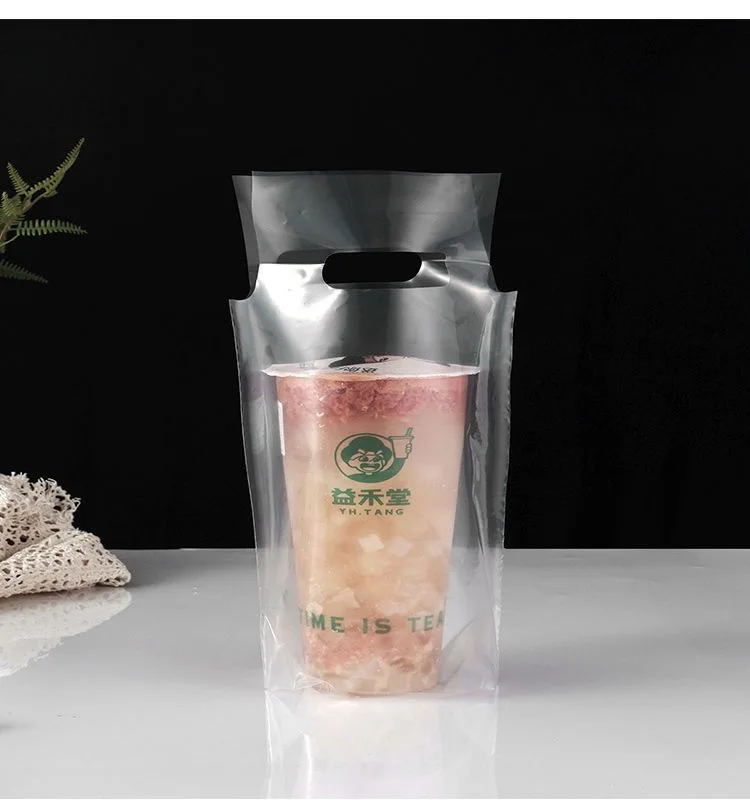Single Double Cup Takeaway Custom Mesh Cup Holder Carrying Cooler Plastic Packaging Insulated Bubble Tea Bags