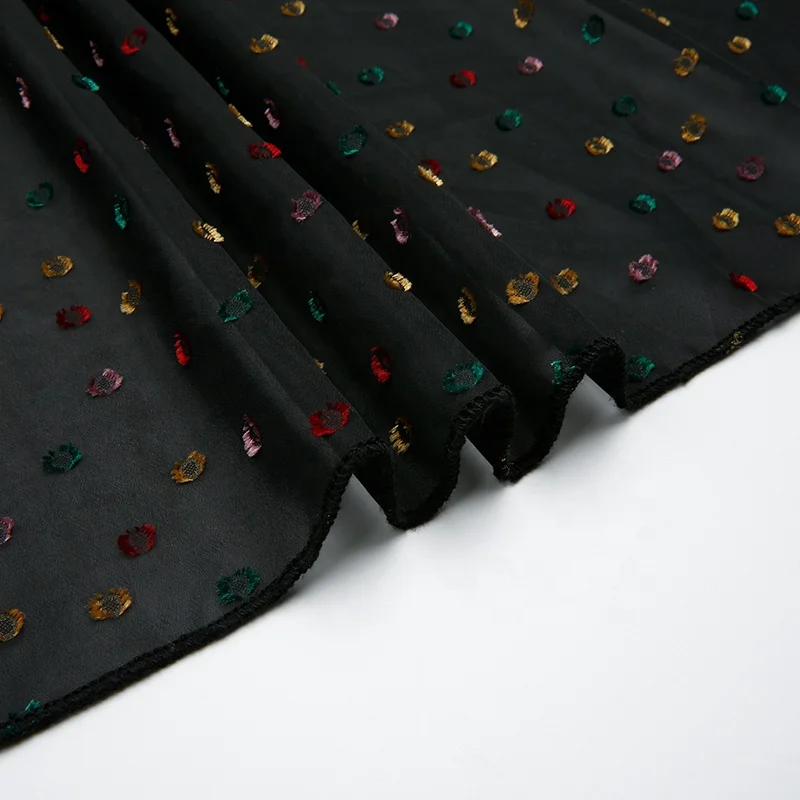 
TBSG1139 hot sell polyester chiffon tulle hijab polka dot see through brocade jacquard gown women blous dress material fabric 