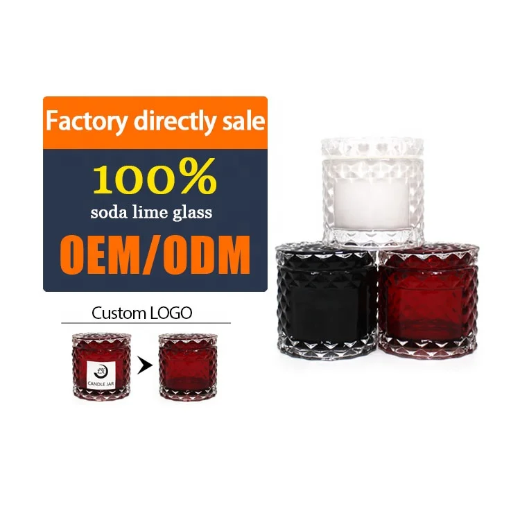 FENGJUN small custom Geo cut bulk candles jar iridescent candle jars with glass lid mini glossy prism glass candle modernholders