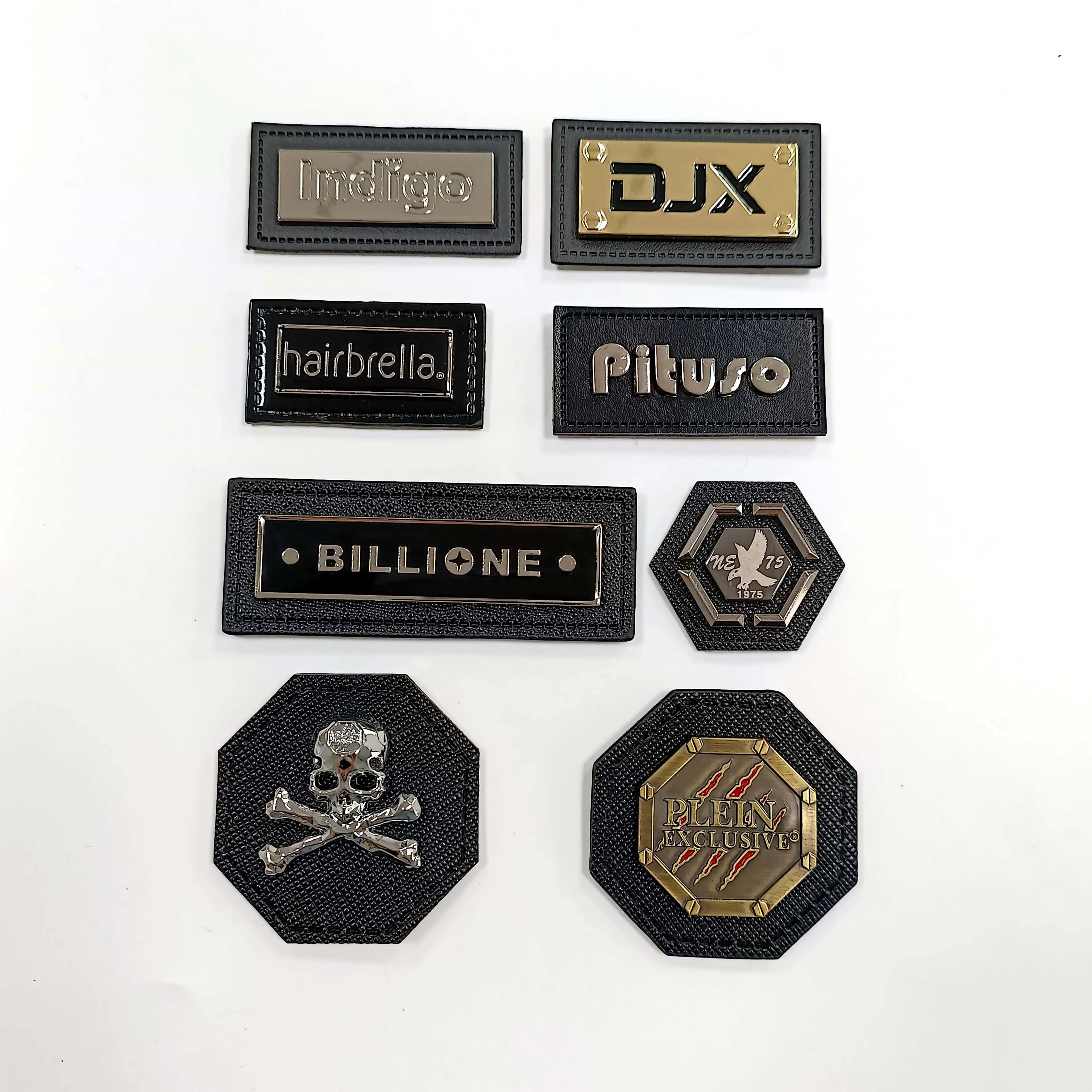 Factory price customized metal leather badge embossed metal leather patch