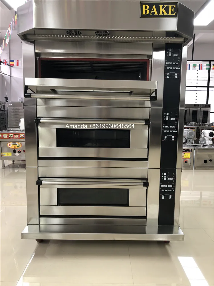 single deck single tray electric bread baking oven, Stainless steel One deck one tray pizza oven, industrial 3+decks+6+trays+gas