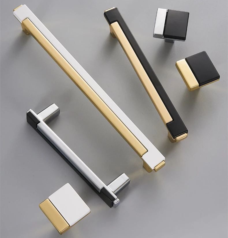 Hoone Square Tube Furniture Wardrobe Dresser Handle Knobs Cabinet Door Handle For Cupboards Drawer Pulls Bedroom