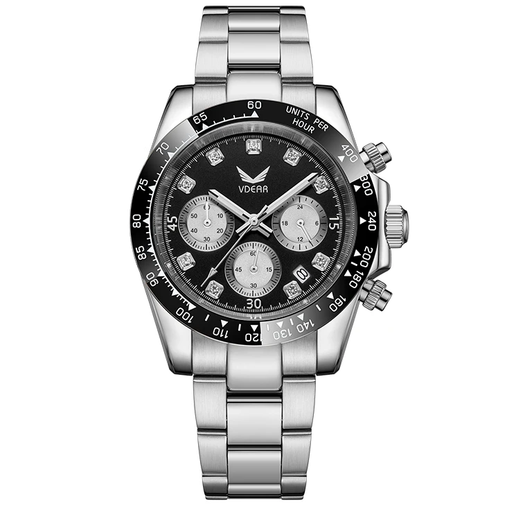 High Quality 5atm Water Resistant Luminous Fashion 40mm Ceramic Bezel Orologi Al Quarzo Stainless Steel Luxury Watch For Men