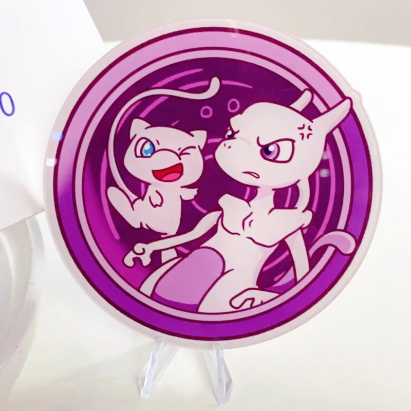 Wholesale Cartoon Insulation Tabletop Ornaments Pokemoned Acrylic Coasters Anime Mewtwo Genera Cup Pads for Decoration