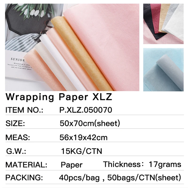 
Wholesale 17G New Flower Wrapping Paper Gift Packing Colorful Tissue Paper 
