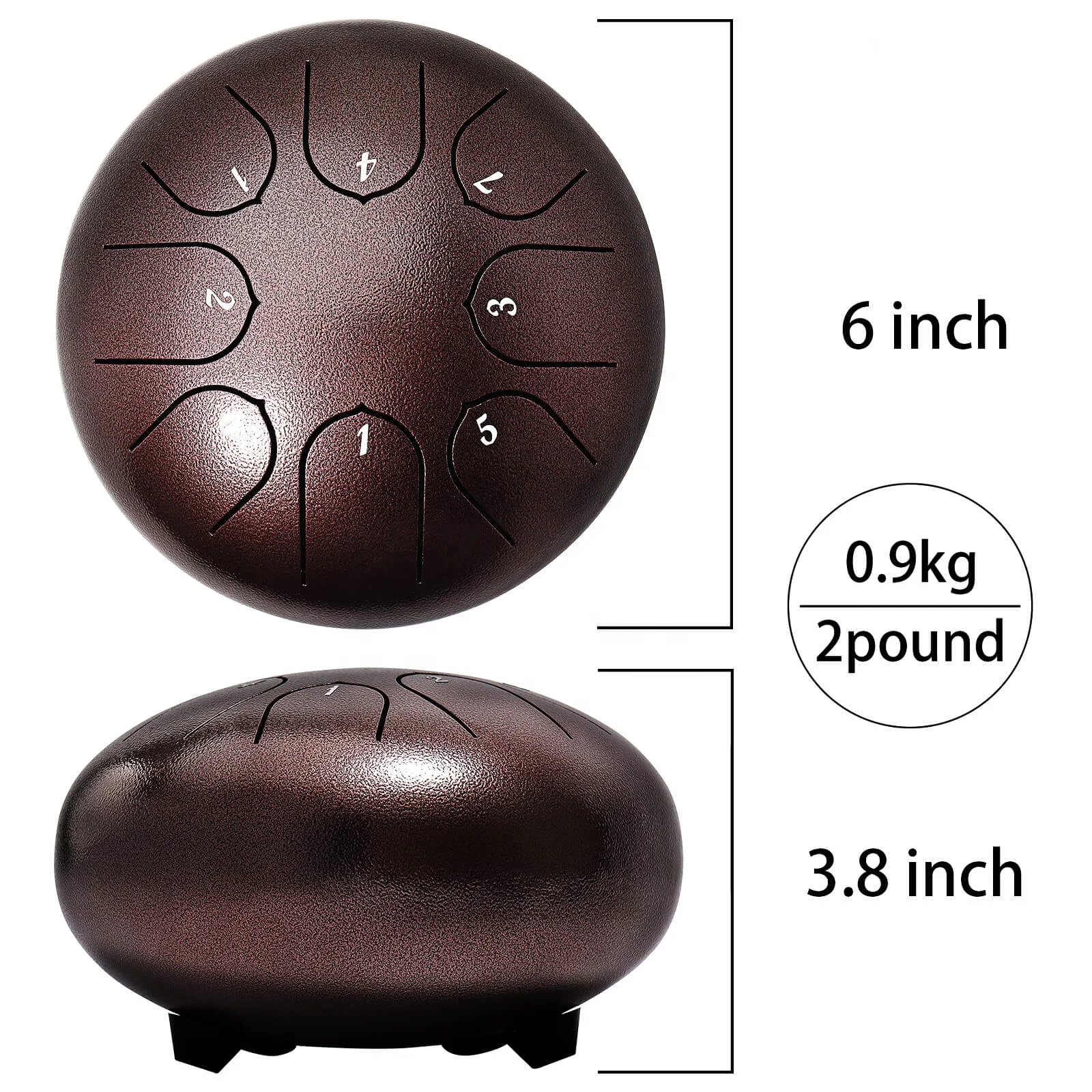 High Quality Steel Tongue Drum 8 Notes 6 Inches Instrument Handpan Drum C Key Percussion Steel Drums Kit, Handpan with Mallets