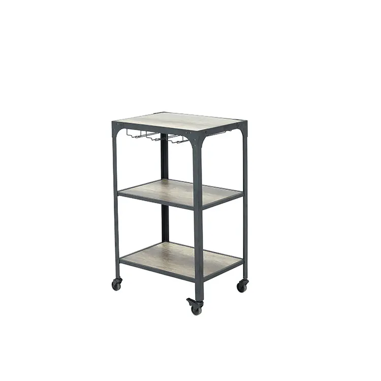 2021 Новейший Современный простой стиль черный металл и дерево современная мебель барная тележка