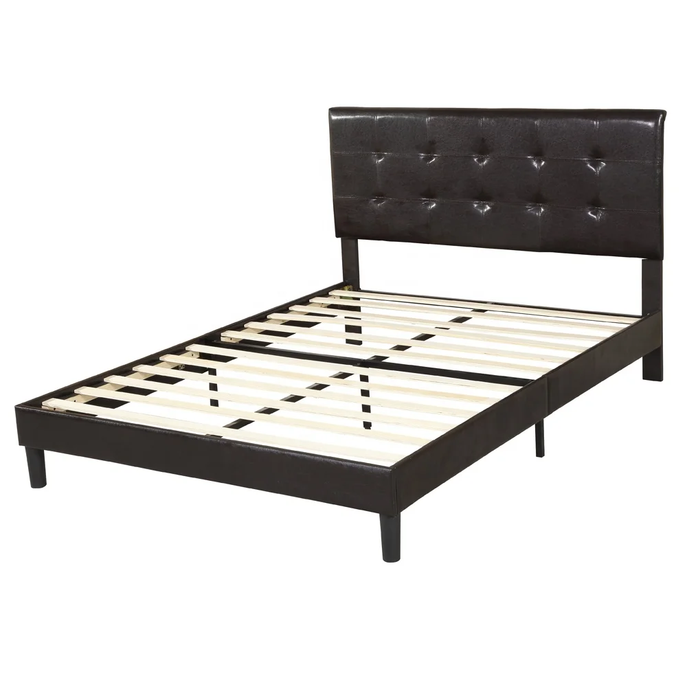 One box packing design no spring box needed heavy duty support full Queen sizes modern leather upholstered bed frame