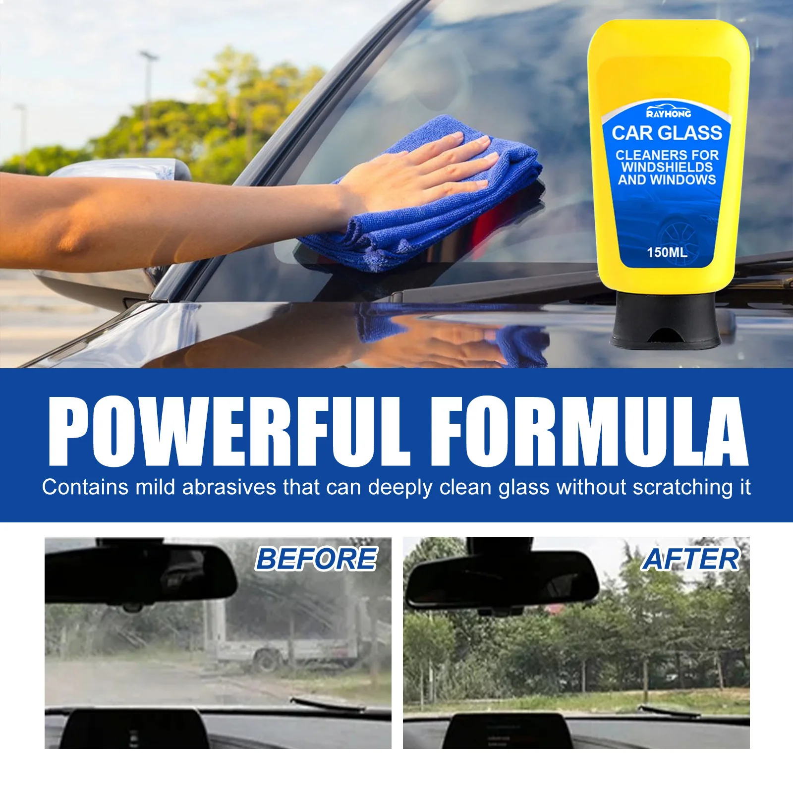 Rayhong Window Cleaner Tool Clear Vision Auto Window Cleaner Waterproof Car Window Shield Cleaner