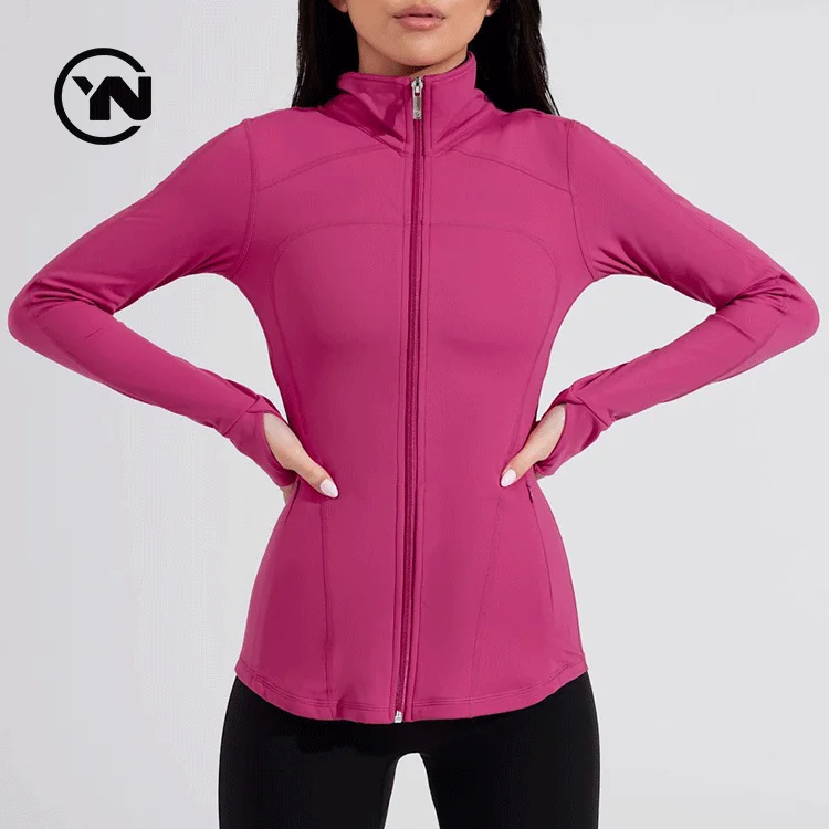 Lulu Zip Long Sleeve Yoga Jackets Plus Size Sports Yoga Tops Womens Running Coats Workout Wear Gym Fitness Sports Casual