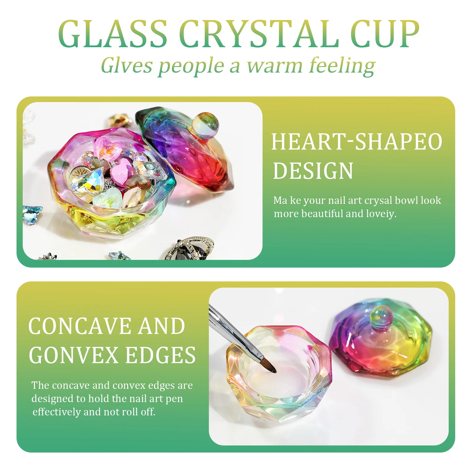 Crystal Dappen Dish for Lid Monomer Acrylic Nail Liquid Glass Crystal Cup Tools for Professional Use and Home Use