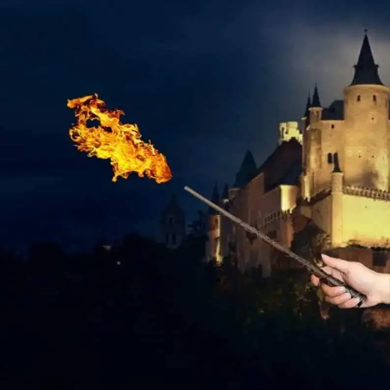 Novelty Wholesale Cosplay Halloween Hurry Putter Magic Wand Fire Shooter with Fireball Spray Effect