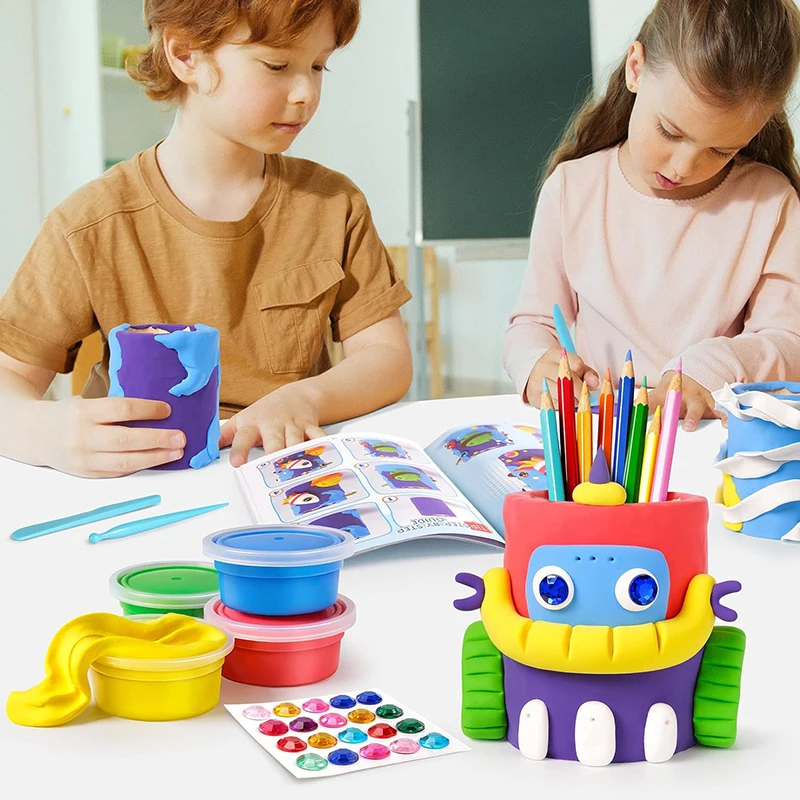 DIY Modeling Air Dry Clay Kit for Kids with One Set of Tools Make Your Own Clay Pencil Holder