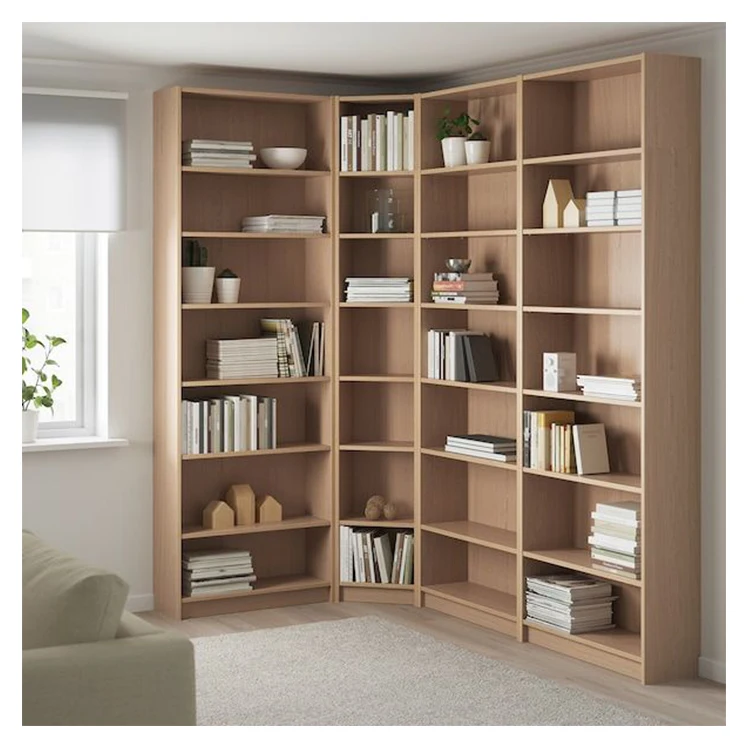 Modern wall library bookshelf  tall ladder book case wooden book case