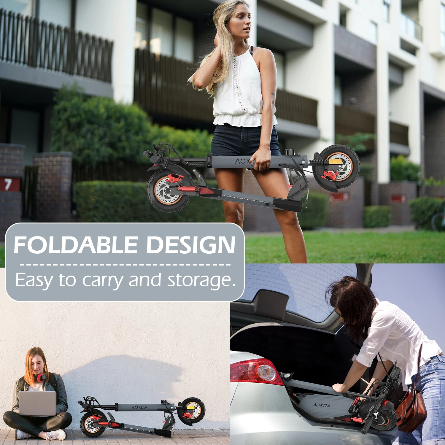 2024 urban Commuting EU US Stock 10inch 800w AOKDA A1 Foldable Electric Scooter 45km/h Max Speed for Kids Youth Adult Teens