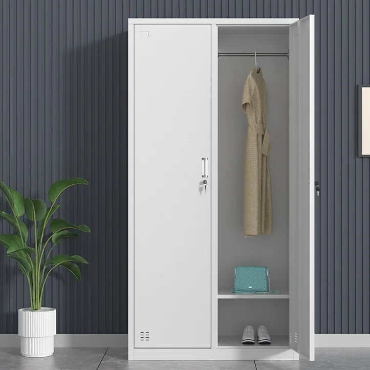 Hot Sale Metal Wardrobe Closet 2 Door Steel Storage Cabinet Wardrobe With Hanging Rod