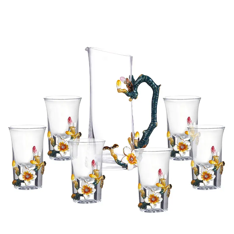 Chinese Style Vaso de whisky Glass Whiskey Wine Enamel Liquor Whiskey Wine Decanter Set