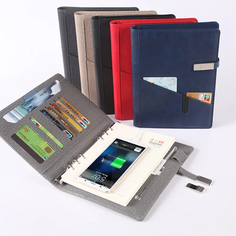 cool magnet ecofriendly pen holder 3 ring conference color change hardcover notebook printing with charging charger