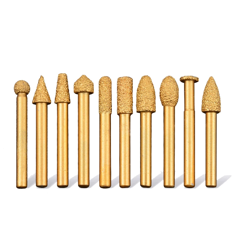 20PCS High Quality Diamond Grinding Head Burr Bits Polishing Carving Grinding Tools for Jewelry and Glass with 6mm Shank