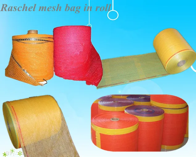 Pe plastic raschel net mesh bag roll packing vegetables fruits