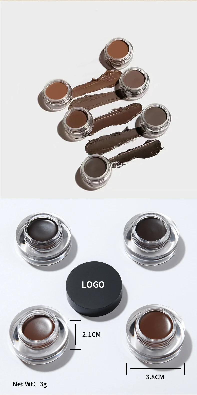 Dark brown and ebony Eyebrow gel 3g