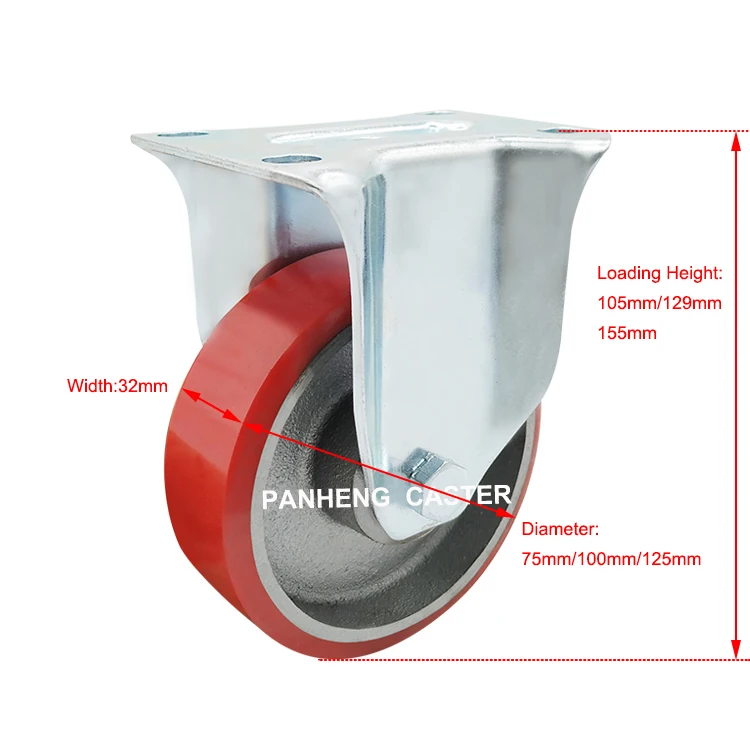 
Wholesale Cheap Price Medium Duty Rigid Iron Core PU Caster Wheel 100 KG 125 KG 150 KG 