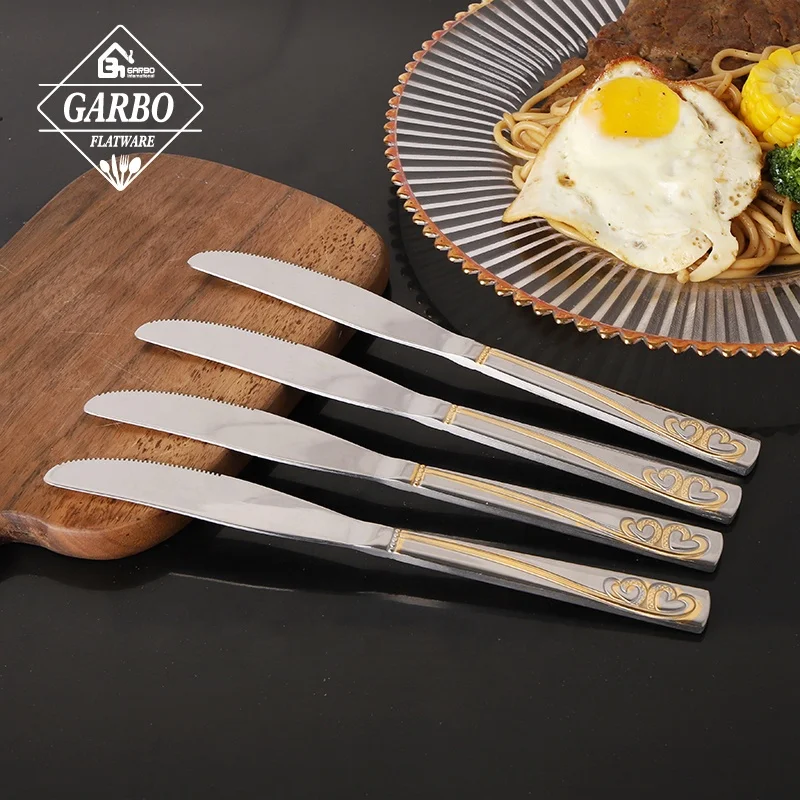 Russia Golden Handle 410 Stainless Steel Spoon Set Food Grade Home Tableware 6 pcs Dinner Spoon with Gold Plating Handle Metal