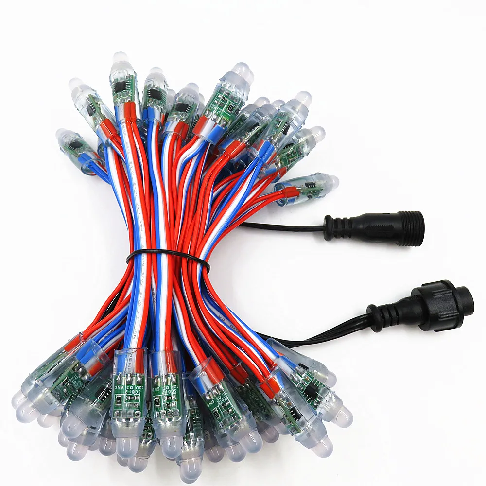  DC12V Smart WS2811 Bullet led pixel ip68 18awg цветной провод с разъемами 13 5 мм (типа ray