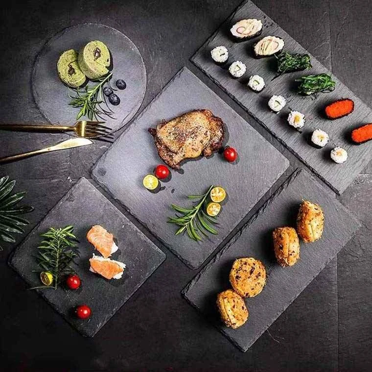 New product SLATE round black SLATE plate Wedding decorative plate