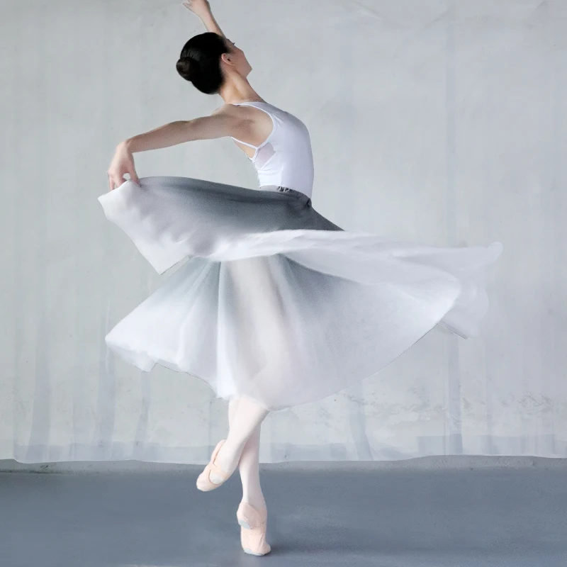 Women Gradient Long Ballet Dance Skirts Lyrical