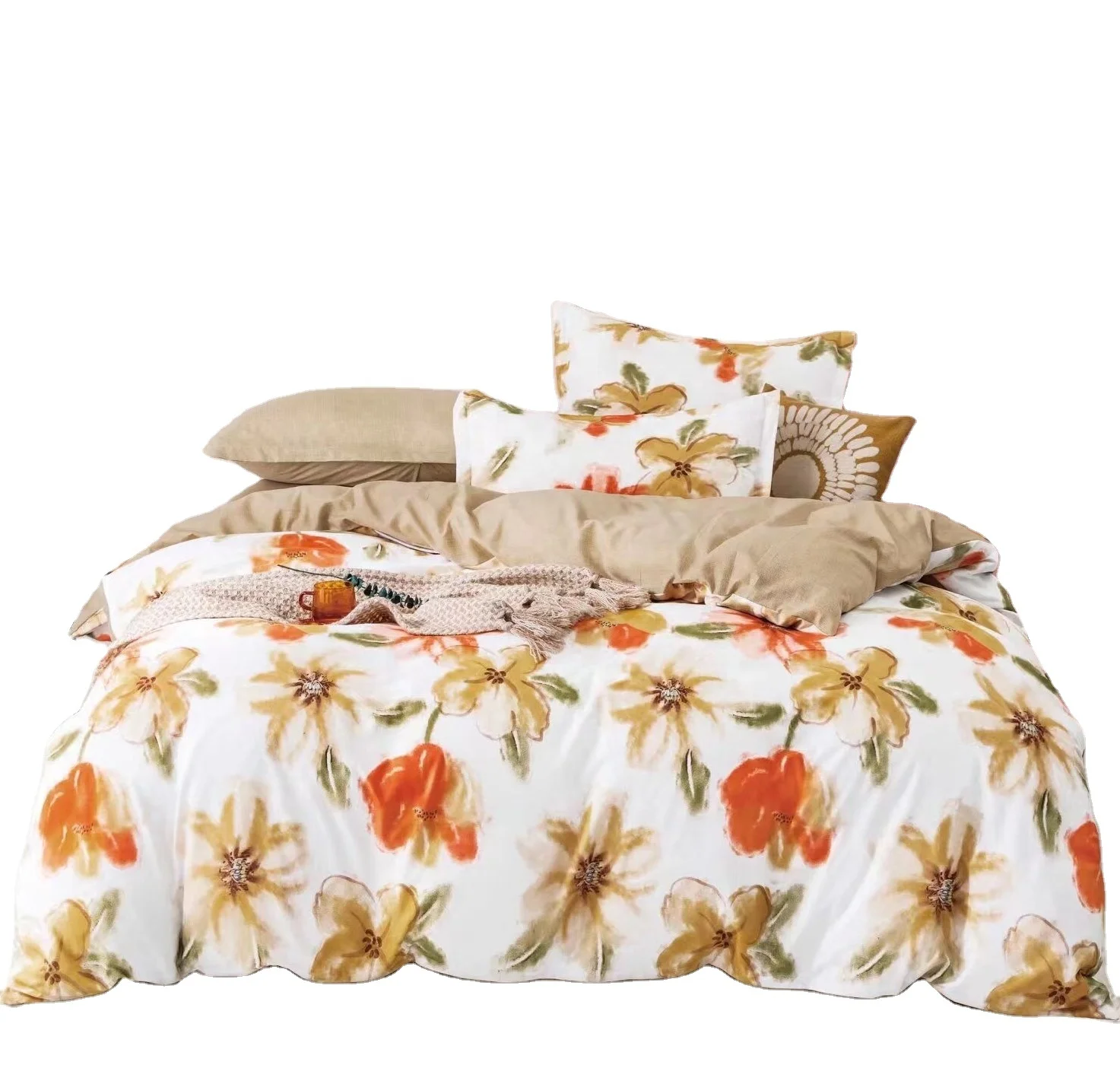 Manufacture Sheet Pillowcase Duvet Cover Sets King Size Cotton Bedding Sets 4 Pieces Comforter China for Home Quality Woven OEM