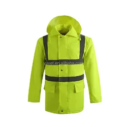 Yellow Jacket Waterproof Construction Safety Highly Visible Reflective Rain Coat Work Jacket